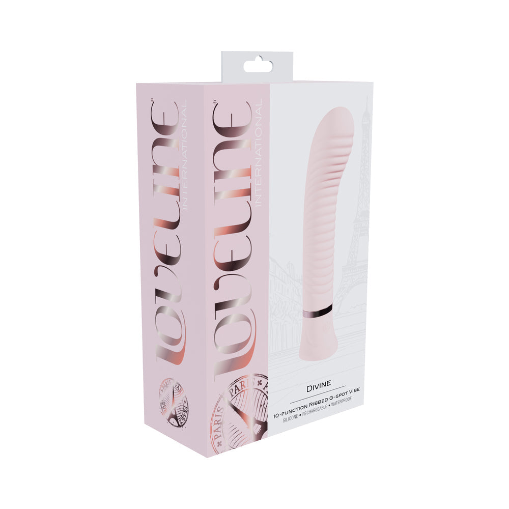 Loveline Divine Rechargeable Silicone Ribbed G-Spot Vibrator – Light Pink