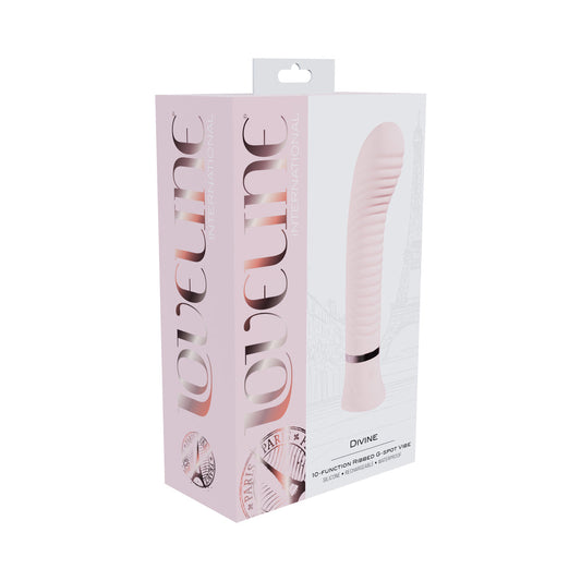 Loveline Divine Rechargeable Silicone Ribbed G-Spot Vibrator – Light Pink