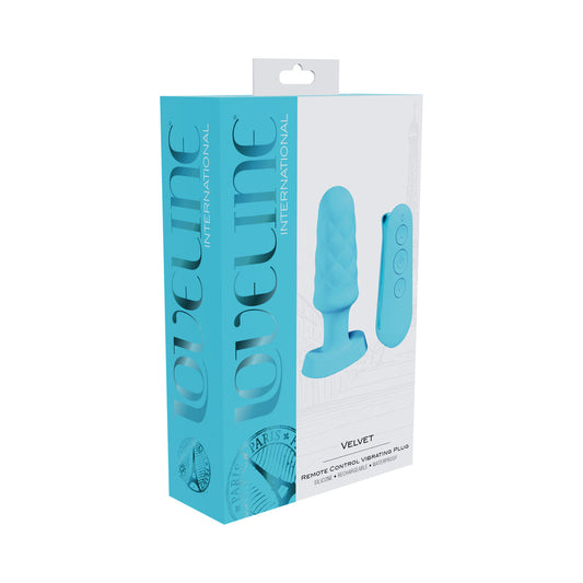 Loveline Velvet Rechargeable Silicone Remote Control Vibrating Plug – Blue