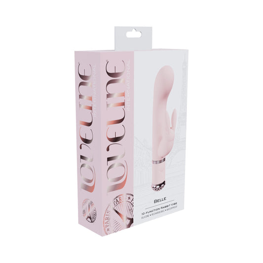 Loveline Belle Rechargeable Silicone Rabbit Vibrator with Light-Up Base – Light Pink