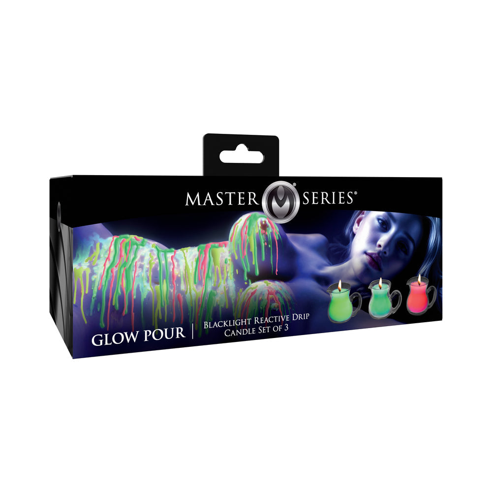 Master Series UV Blacklight Reactive Drip Candle 3-Piece Set – Neon Colors