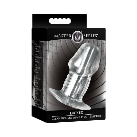 Master Series Dicked Clear Hollow Anal Plug – Medium, Transparent