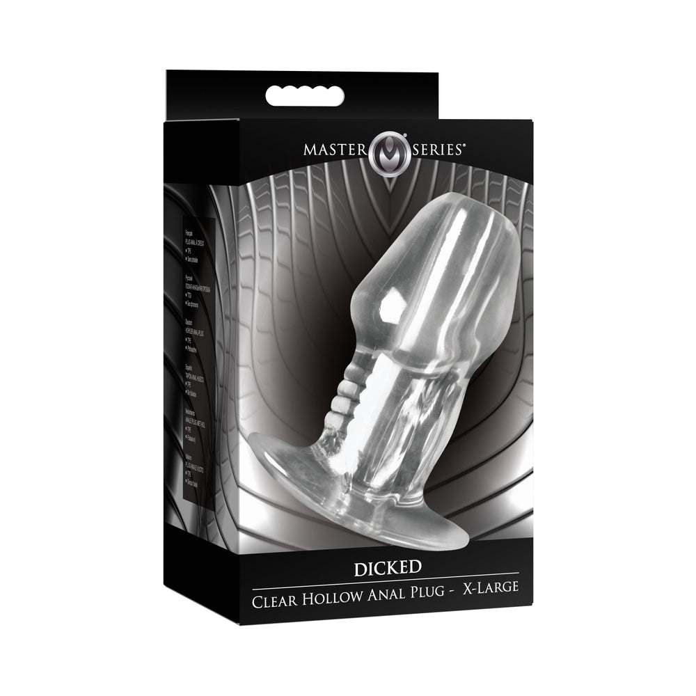 Master Series Dicked Clear Hollow Anal Plug – XL – Transparent