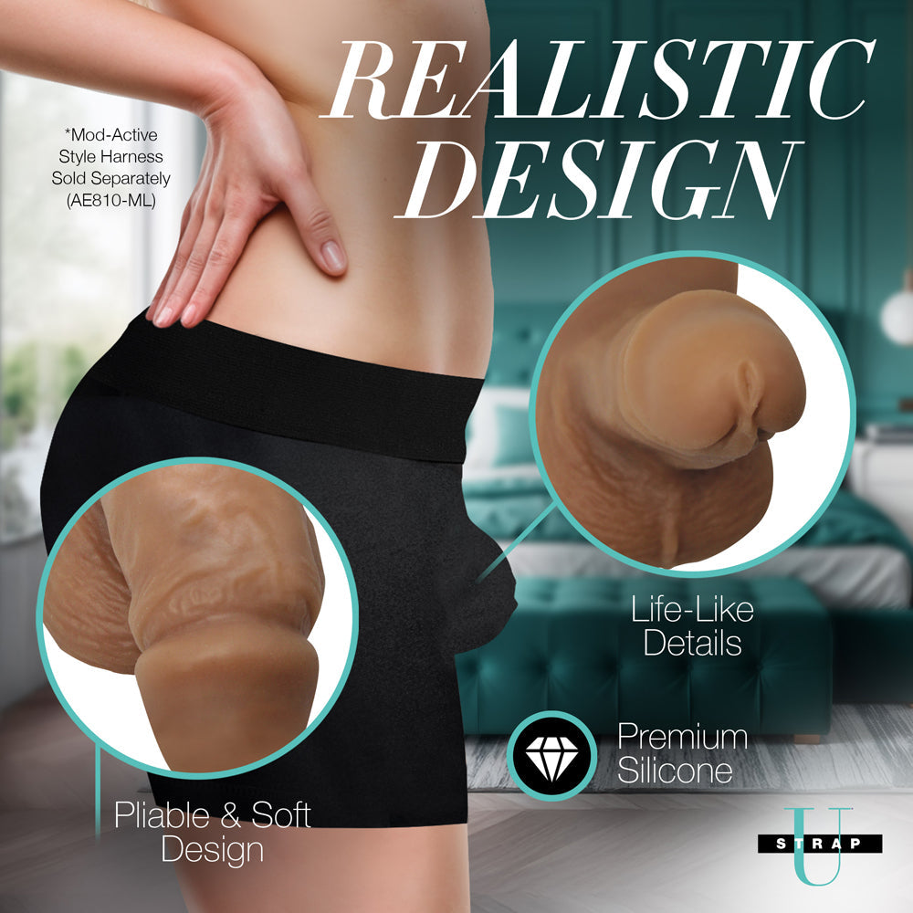 XR Brands Silicone Packer Dildo Medium – Realistic Flaccid Look – Tan
