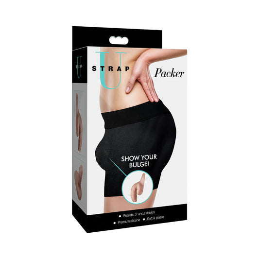 XR Brands Strap U 5.1 in. Uncut Silicone Packer Dildo - Natural Look - Vanilla/Ivory/Beige