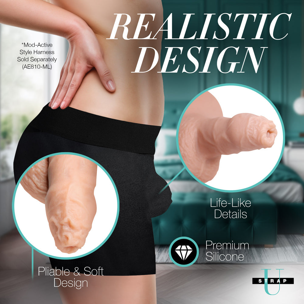 XR Brands Strap U 5.1 in. Uncut Silicone Packer Dildo - Natural Look - Vanilla/Ivory/Beige