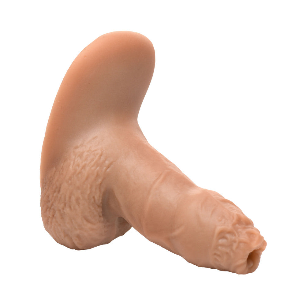 XR Brands Silicone Packer 5.1 in. Uncut Medium Dildo – Tan