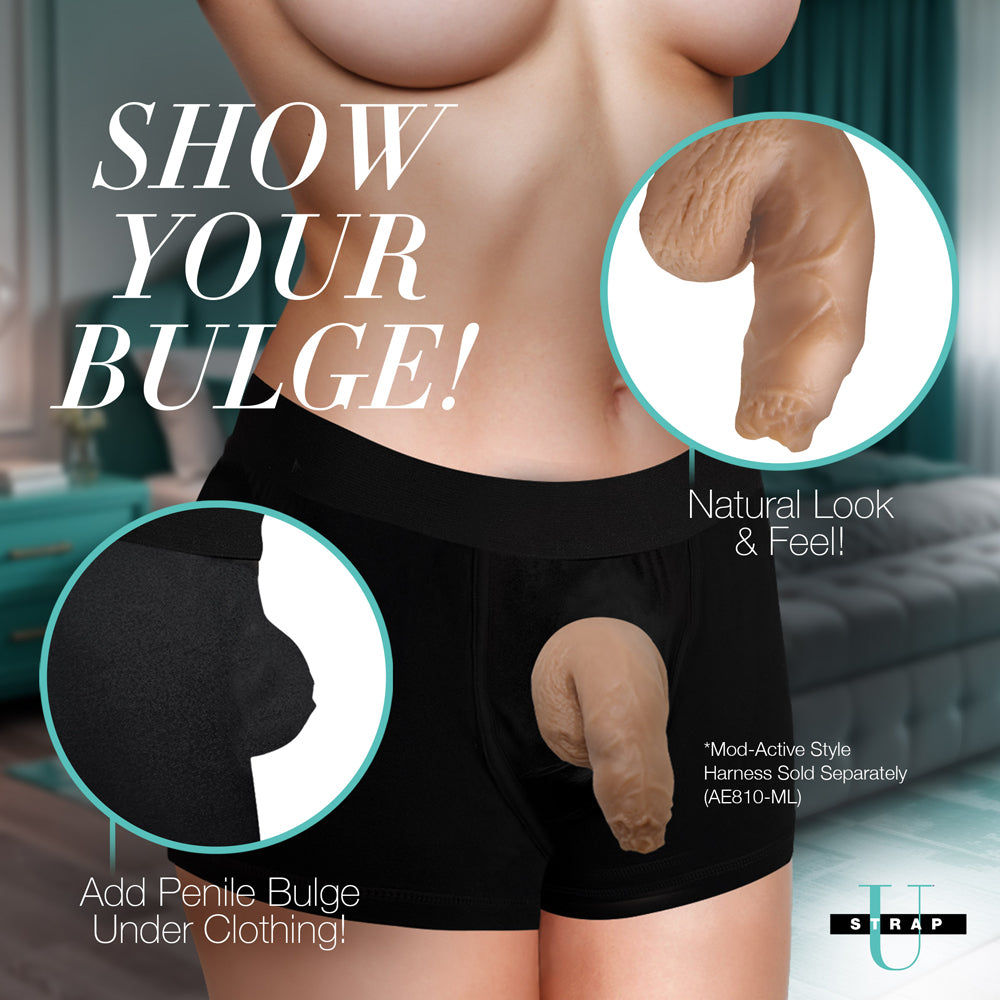 XR Brands Silicone Packer 5.1 in. Uncut Medium Dildo – Tan