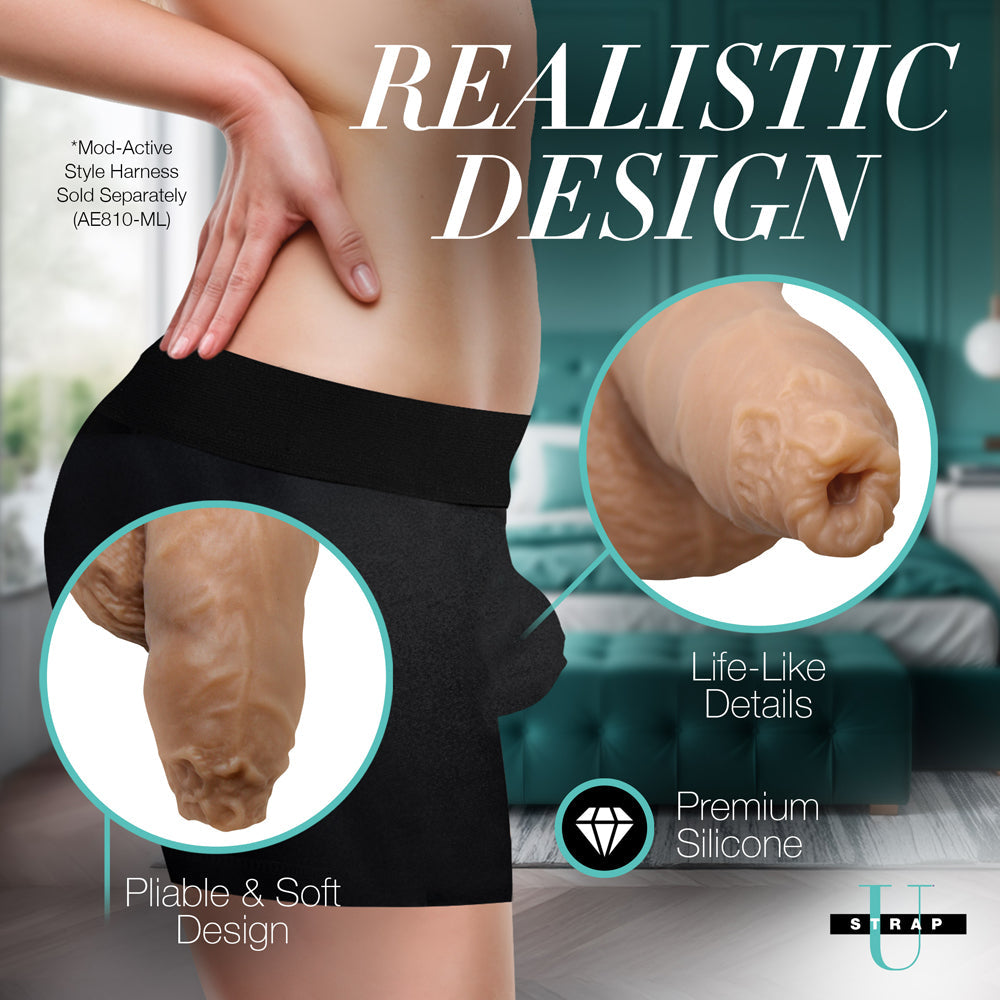 XR Brands Silicone Packer 5.1 in. Uncut Medium Dildo – Tan