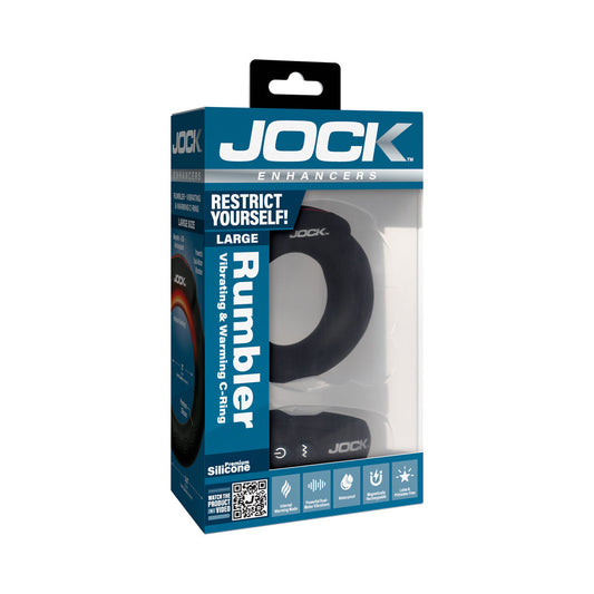 JOCK Rumbler Vibrating & Warming C-Ring – Black