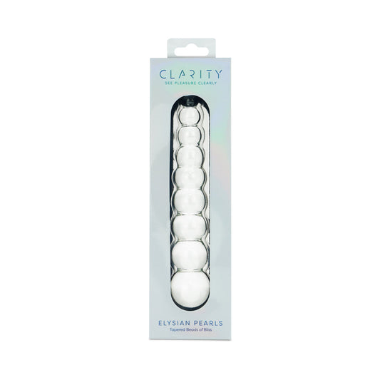 Clarity Elysian Pearls Glass Dildo – Beaded Design, 6.7-inch, Clear
