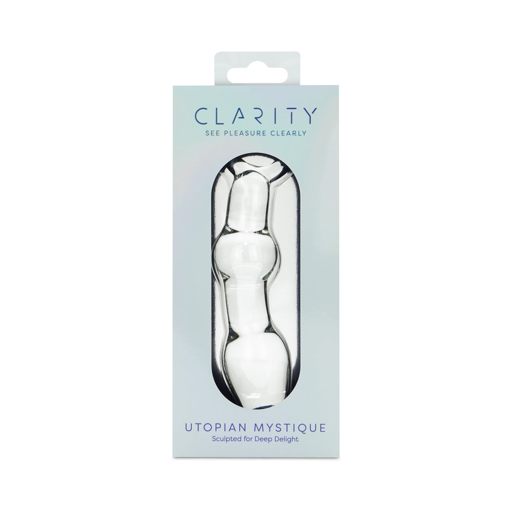 Clarity Utopian Mystique Glass Dildo – Ribbed Anal Dildo – Clear