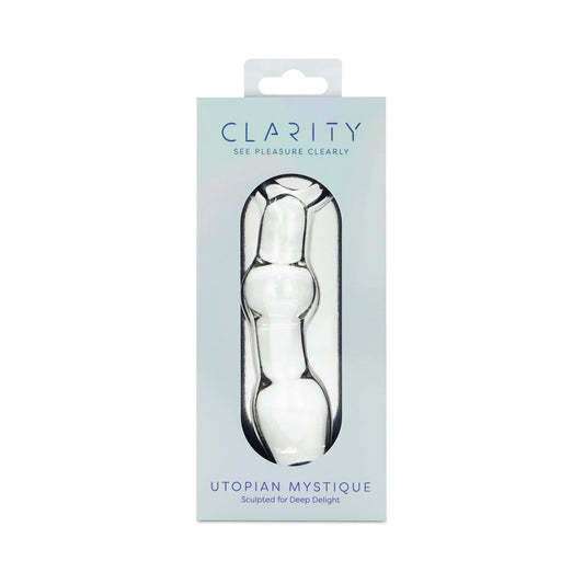 Clarity Utopian Mystique Glass Dildo – Ribbed Anal Dildo – Clear