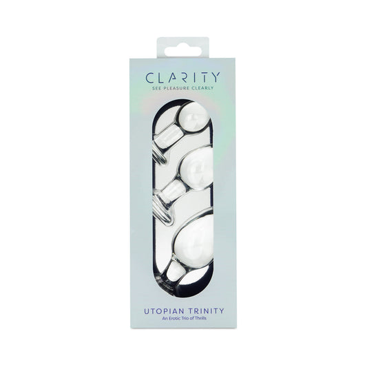 Clarity Utopian Trinity Glass Plug Set – Three Sizes – Clear