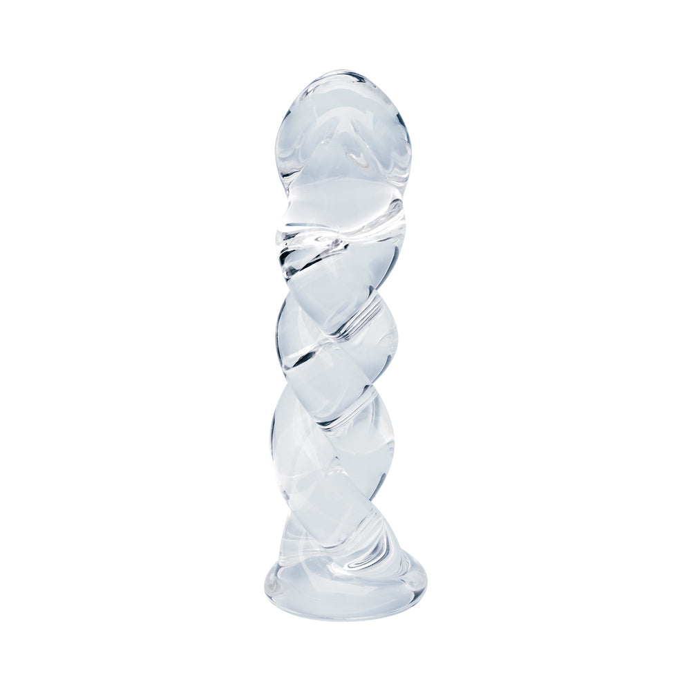 Clarity Seraphic Braid Glass Dildo – Spiral Design – Clear