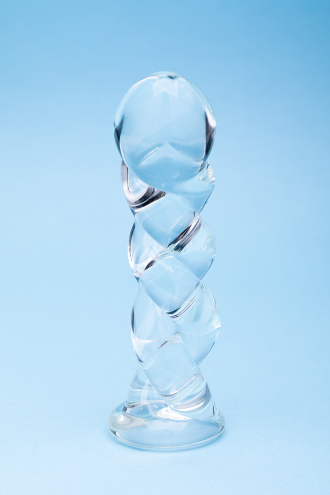 Clarity Seraphic Braid Glass Dildo – Spiral Design – Clear