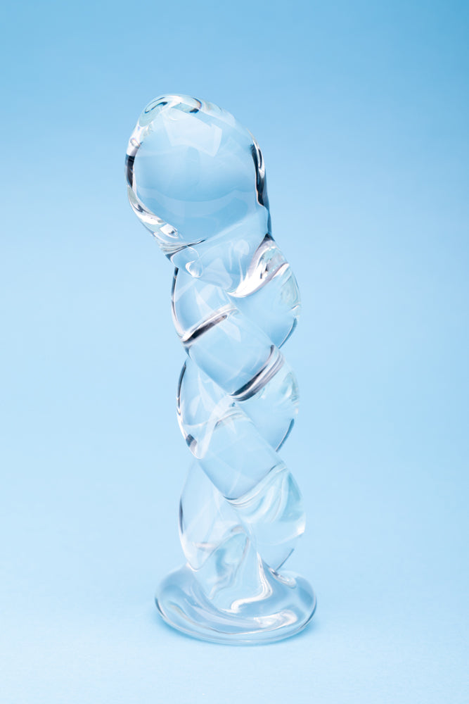 Clarity Seraphic Braid Glass Dildo – Spiral Design – Clear
