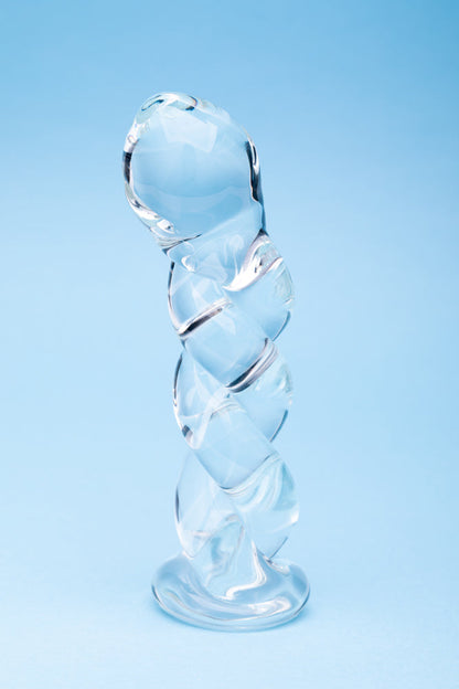 Clarity Seraphic Braid Glass Dildo – Spiral Design – Clear