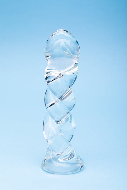 Clarity Seraphic Braid Glass Dildo – Spiral Design – Clear