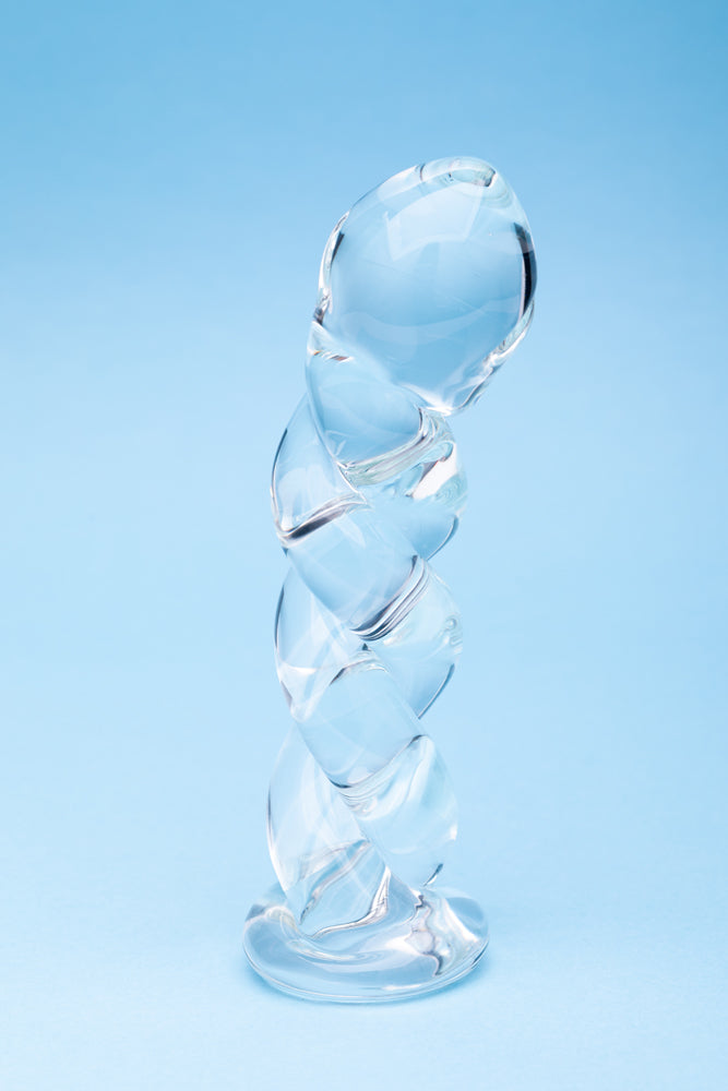 Clarity Seraphic Braid Glass Dildo – Spiral Design – Clear