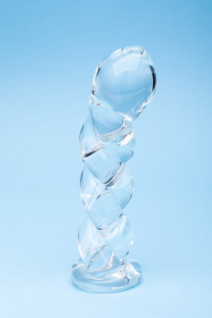 Clarity Seraphic Braid Glass Dildo – Spiral Design – Clear