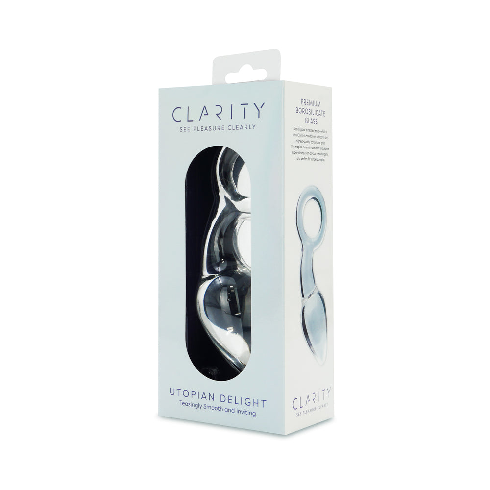 Clarity Utopian Delight Glass Butt Plug – Clear – 3.5 Inch