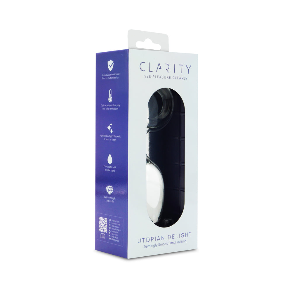 Clarity Utopian Delight Glass Butt Plug – Clear – 3.5 Inch