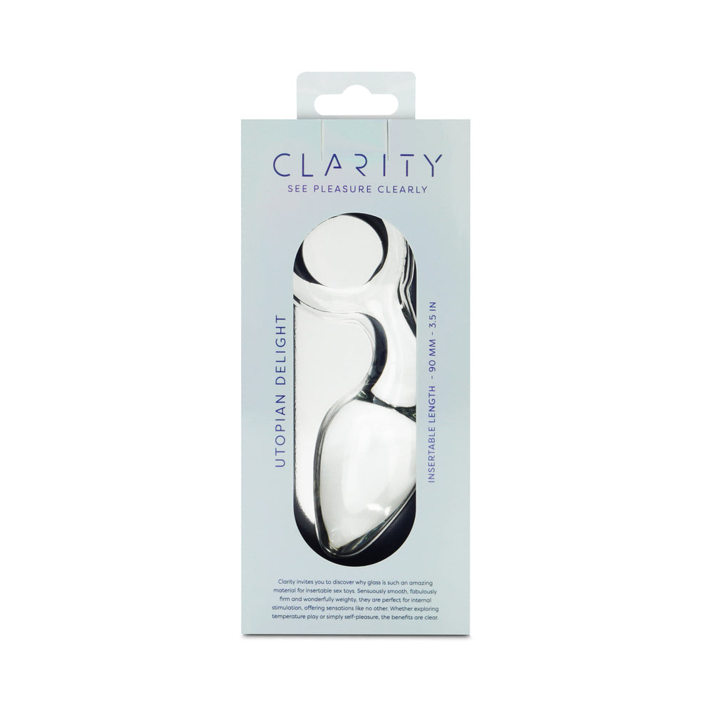 Clarity Utopian Delight Glass Butt Plug – Clear – 3.5 Inch