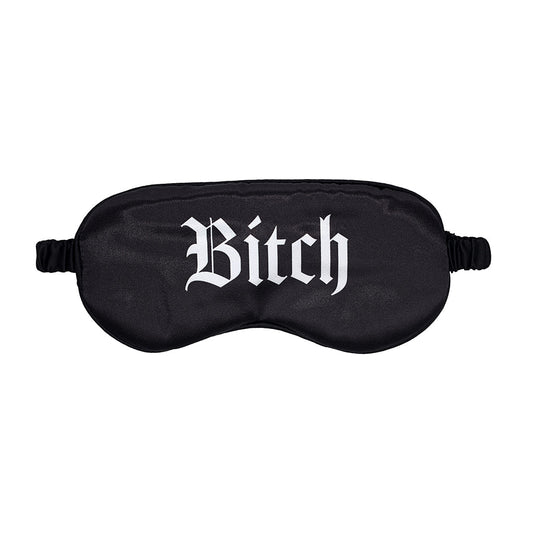 Ouch! Bitch Printed Mask – Satin Black Eye Mask for Sensory Play