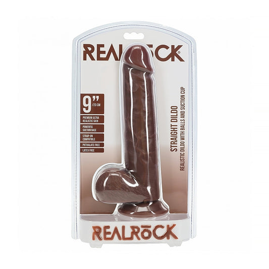 RealRock 9 in. Dildo with Suction Cup – Brown