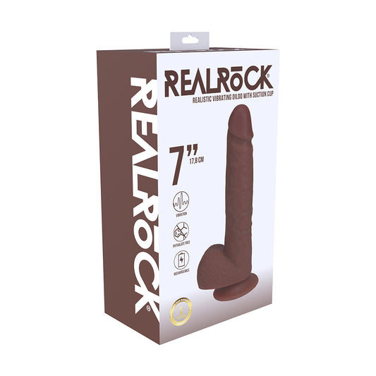 RealRock 7 in. Vibrating Cock with Balls – Brown