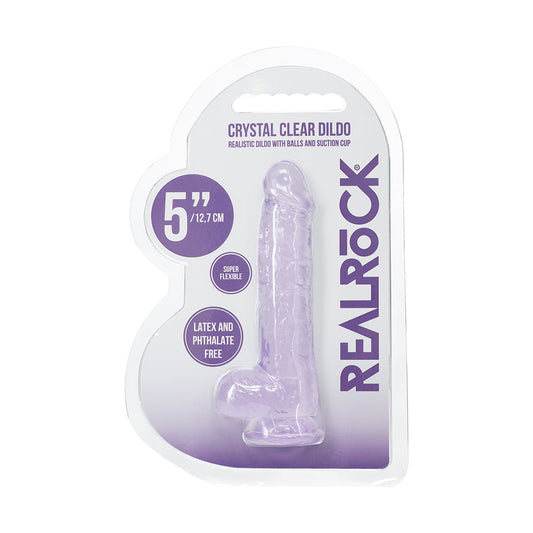 RealRock 5 in. Dildo with Balls – Light Purple