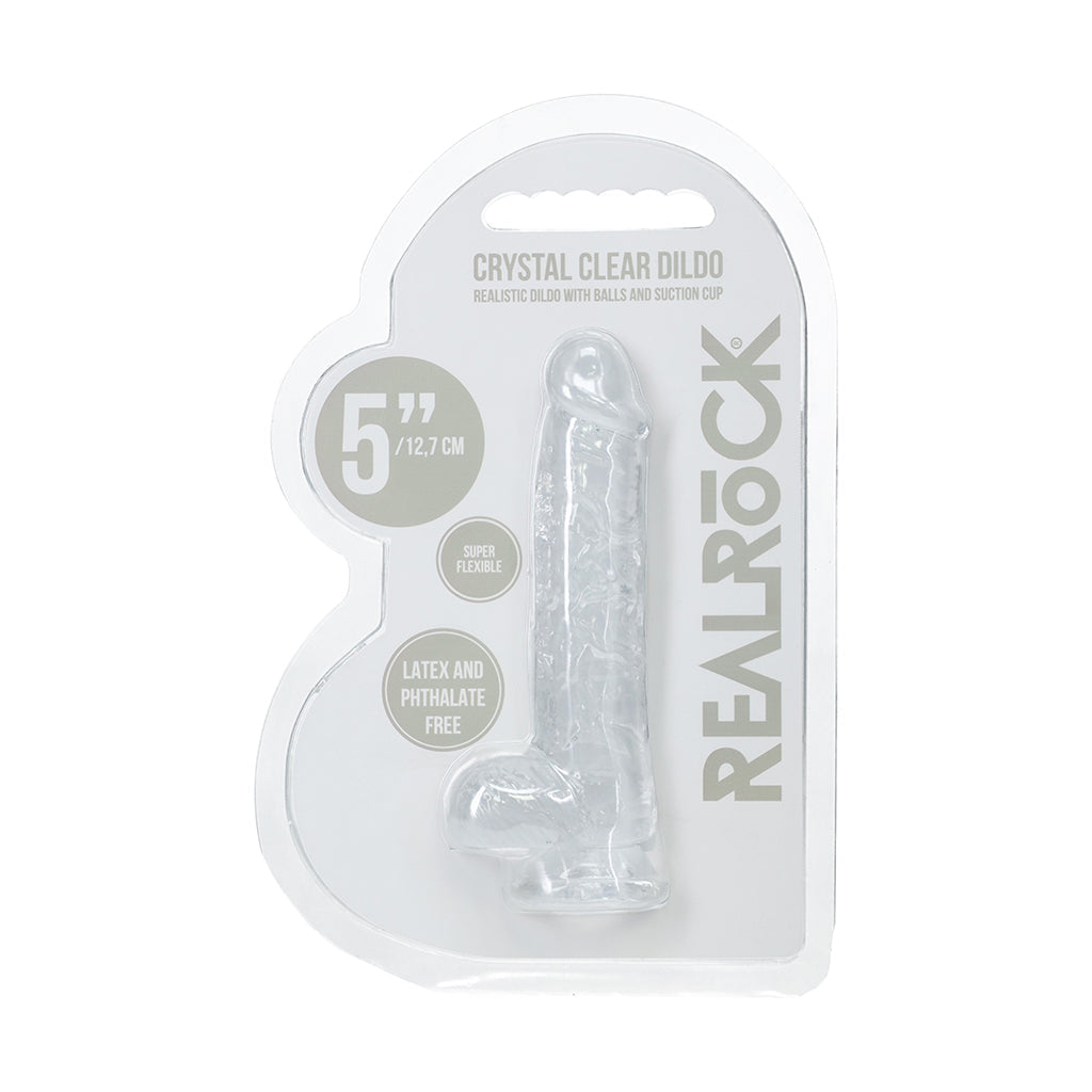 RealRock Crystal Clear 5 in. Dildo with Realistic Balls and Suction Cup