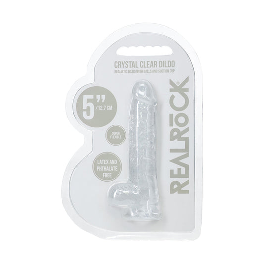 RealRock Crystal Clear 5 in. Dildo with Realistic Balls and Suction Cup