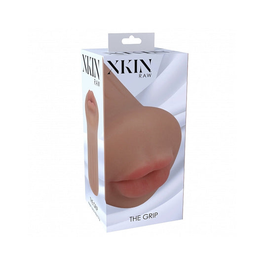 Xkin Raw The Grip Stroker - Tan - Mouth Shaped Masturbator with Lifelike Textures