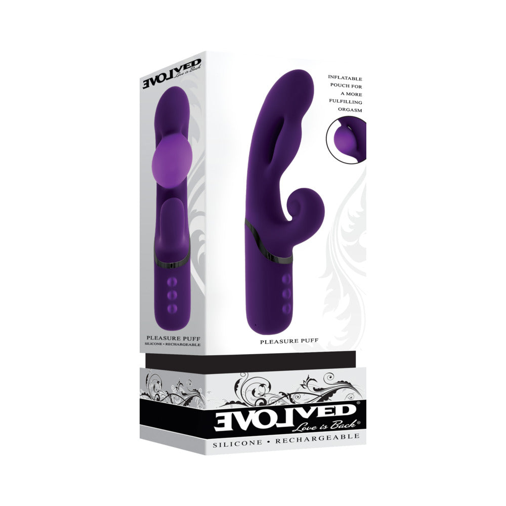 Evolved Pleasure Puff Purple Dual Vibe with Expandable Balloon