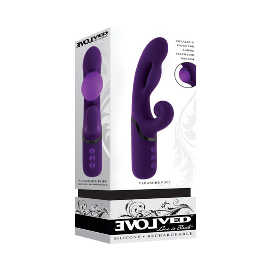 Evolved Pleasure Puff Purple Dual Vibe with Expandable Balloon