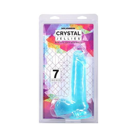 Doc Johnson Crystal Jellies 7-Inch Realistic Cock with Balls – Teal