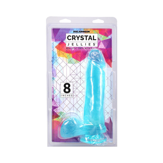 Doc Johnson Crystal Jellies 8 in. Realistic Cock with Balls – Teal