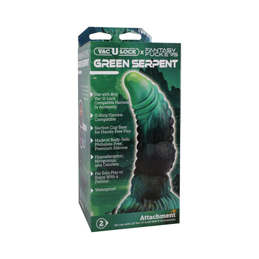 Doc Johnson Vac-U-Lock Green Serpent Silicone Dildo – Green