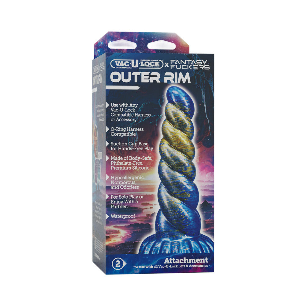 Doc Johnson Vac-U-Lock Outer Rim Silicone Toy – Blue/Gold