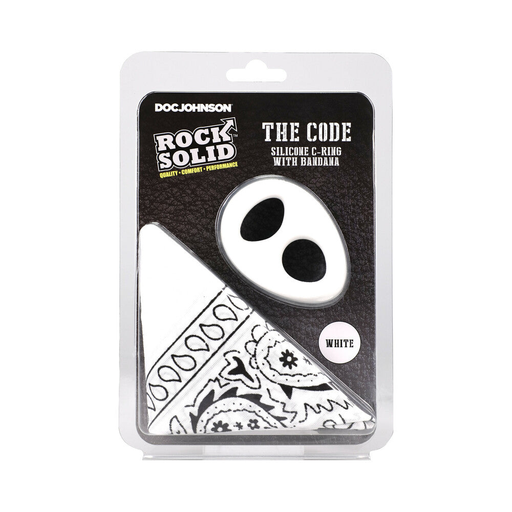 Rock Solid The Code Silicone C-Ring with Bandana – White/Black