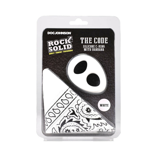 Rock Solid The Code Silicone C-Ring with Bandana – White/Black