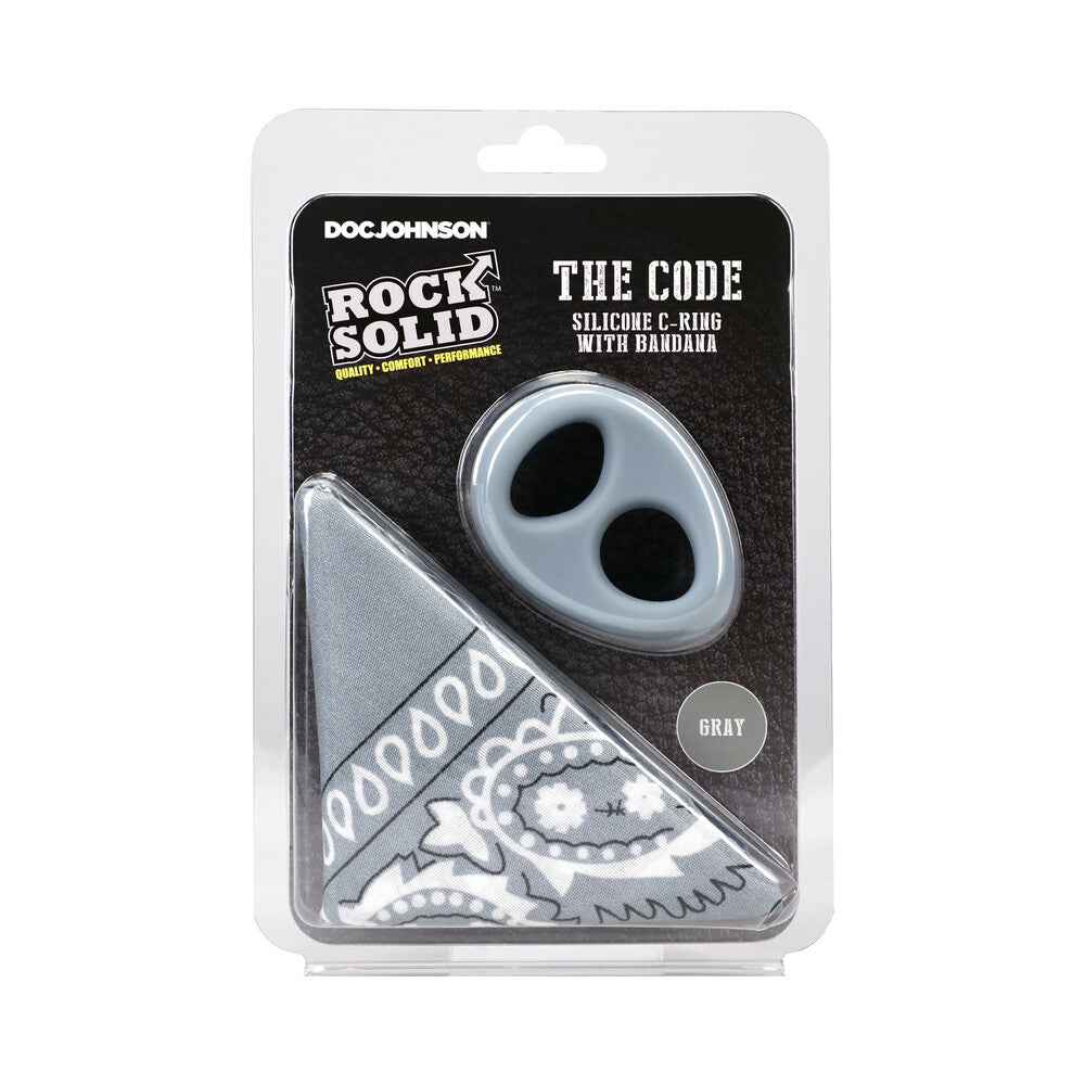 Rock Solid The Code Silicone C-Ring with Bandana - Gray/Black