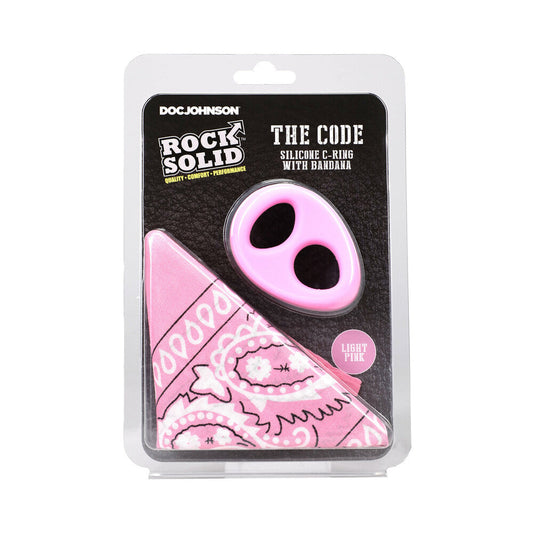 Rock Solid The Code Silicone C-Ring with Bandana - Light Pink/Black