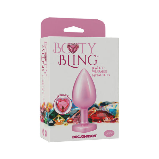 Doc Johnson Booty Bling Heart Diamond Jeweled Metal Plug – Pink – Large