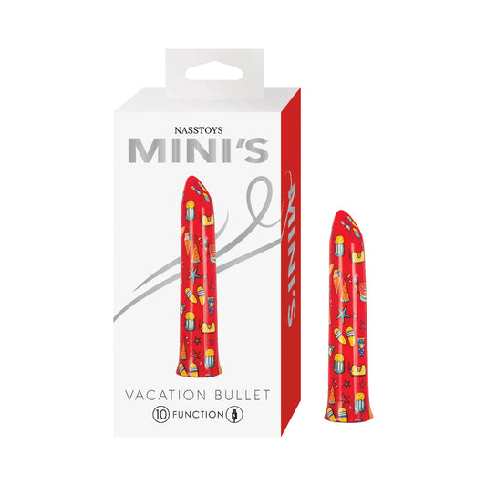Nasstoys Mini's Vacation Bullet - Compact Vibrating Bullet - Red with Summer Prints