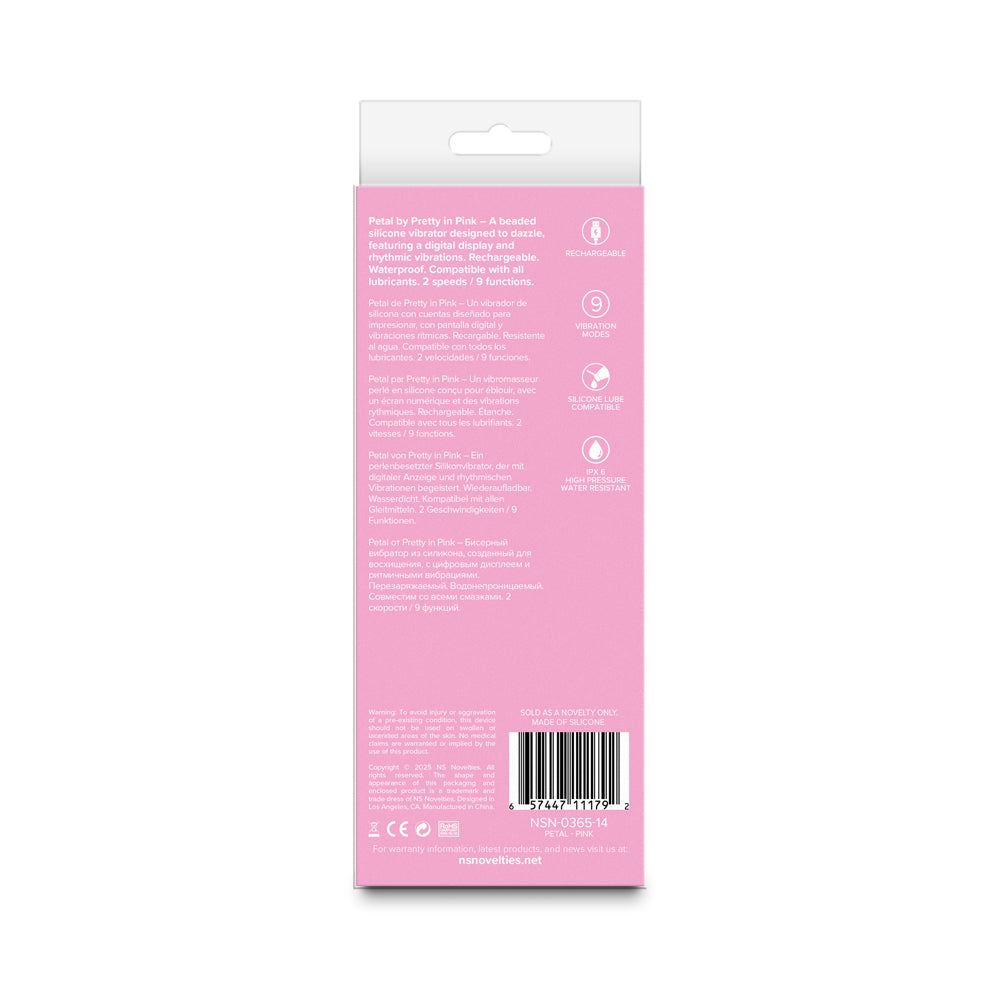 Pretty in Pink Petal by Pretty in Pink – Beaded Silicone Vibrator with Digital Display – Petal Pink