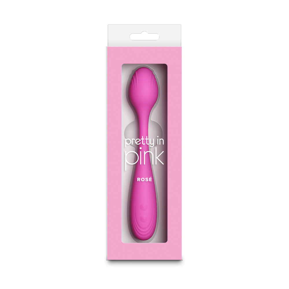 Pretty in Pink Rosé Silicone Vibrator with Dual Motors – Hot Pink