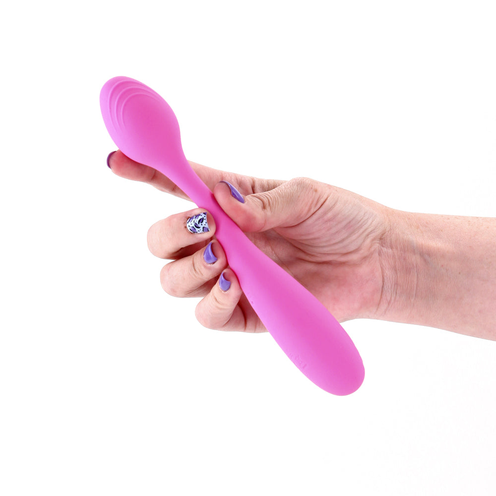 Pretty in Pink Rosé Silicone Vibrator with Dual Motors – Hot Pink